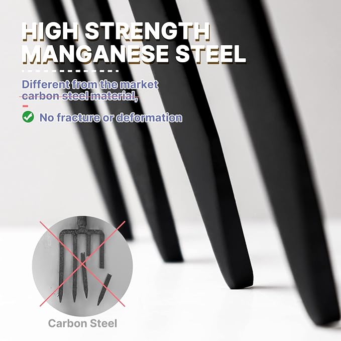 Garden Fork,4-Tine Spading Fork,Compost Fork,Steel Digging Fork,45Inch,Steel Y-Grip,Wooden Handel