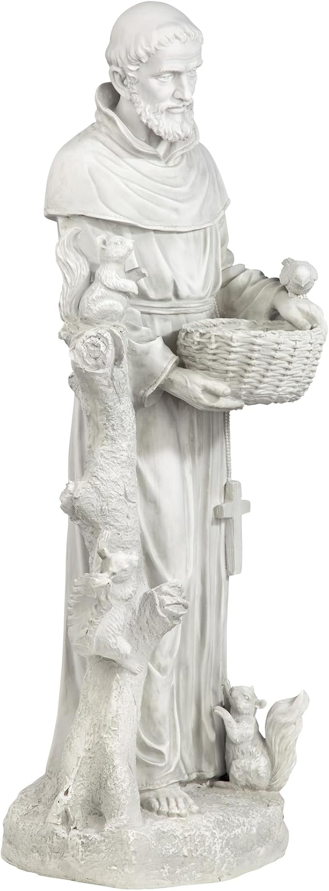 Design Toscano Nature's Nurturer Francis Assisi Religious Garden Decor Statue Bird Bath Feeder, Large, 37 inch, Cast Stone Resin, Antique Stone Finish