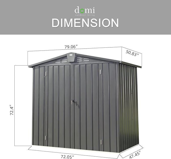 Domi 10’ x 8’ Outdoor Storage Shed, Metal Sheds Tool Storage Gable Roof with Lockable Door & Air Vents, Outdoor Galvanized Steel Sheds for Backyard,Garden,Patio,Lawn
