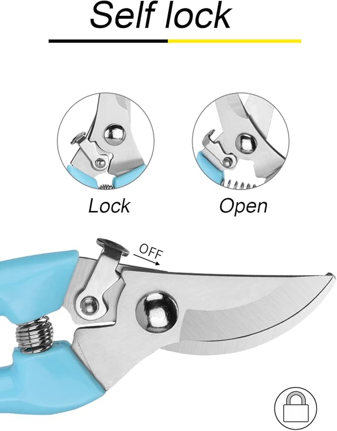 Curve Gardening Scissor with Sharp Stainless Steel Blade Garden Shears for Cutting Flowers Trimming Plants of Yard Florist Flower Rose Herb Hedge Bonsai and Fruits Picking (Black Handle)