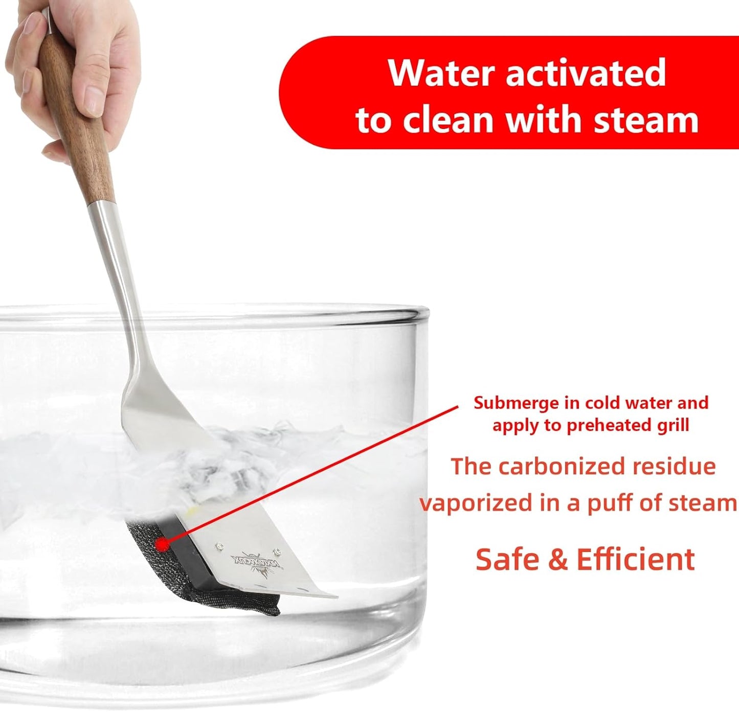 Grill Brush Bristle Free,Unique Steel Fibers Pad [Safe & Efficient] Perfect for Any Grill/Flat Tops Griddles - with 1 Replaceable Cleaning Head - Safe Grill Brush for Outdoor Grill