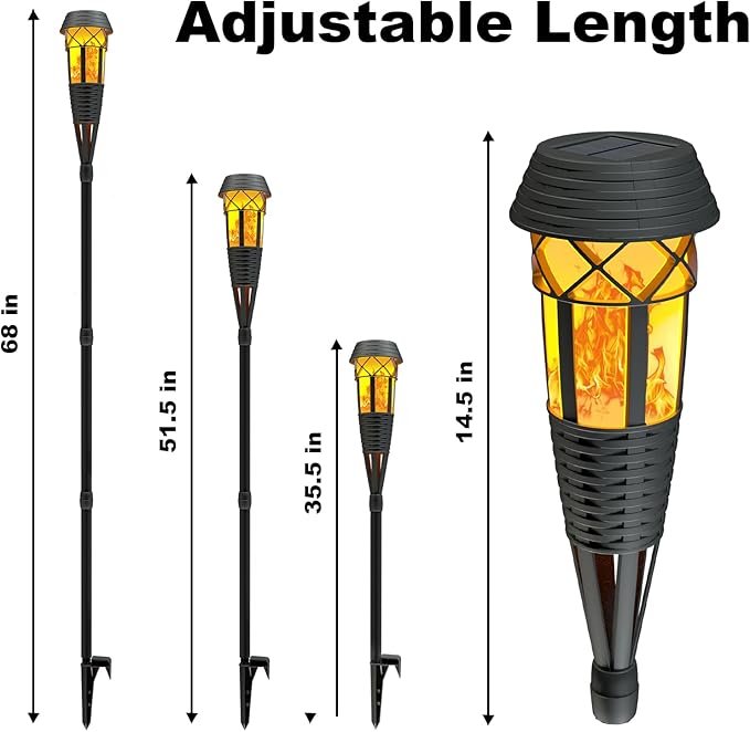 Flickering Flames Torch Light Solar Garden Lights Waterproof Landscape Lighting - 4 Pack