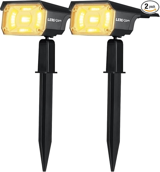 40 LEDs Spotlights,IP65 Waterproof Solar Powered Landscape Spotlights 2-in-1 Wall Light, Outdoor Landscaping Lights Auto On/Off for Yard Garden 2Pack Warm-White