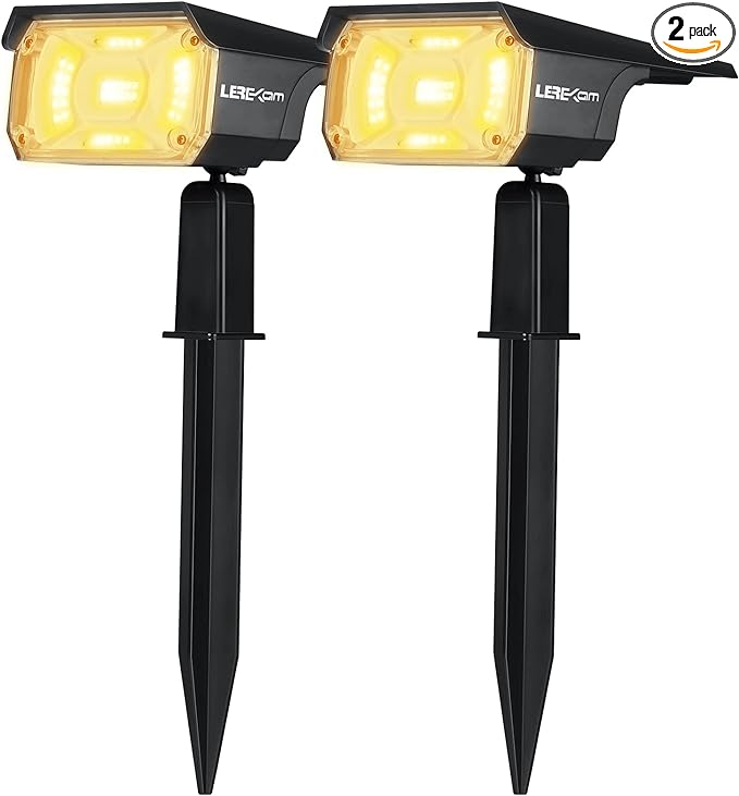 40 LEDs Spotlights,IP65 Waterproof Solar Powered Landscape Spotlights 2-in-1 Wall Light, Outdoor Landscaping Lights Auto On/Off for Yard Garden 2Pack Warm-White