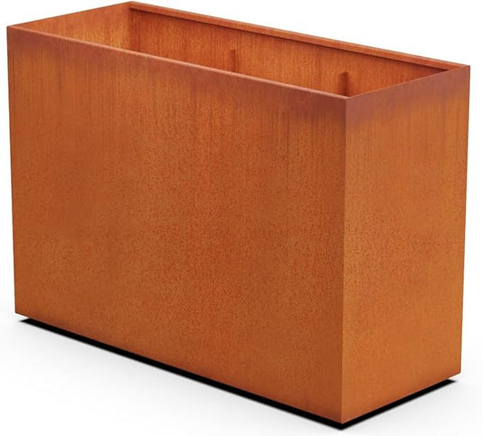 Corten Steel Planter Rectangle Outdoor Metal Garden Box Heavy Duty | Made in USA | Fully Assembled