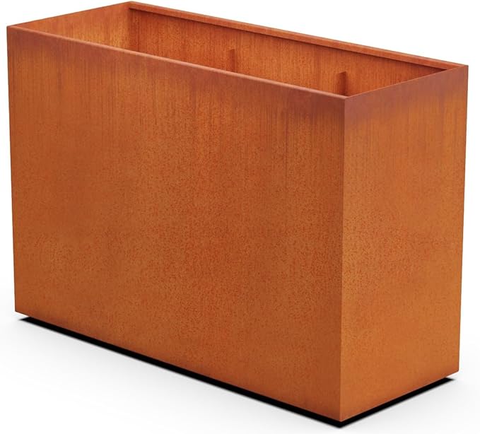 Corten Steel Planter Rectangle Outdoor Metal Garden Box Heavy Duty | Made in USA | Fully Assembled