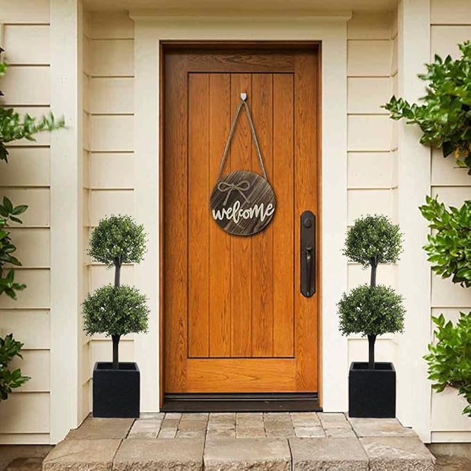 Artificial Topiary Trees Outdoor Boxwood Double Ball 40''T Potted Plants Home Decor 2 Pack