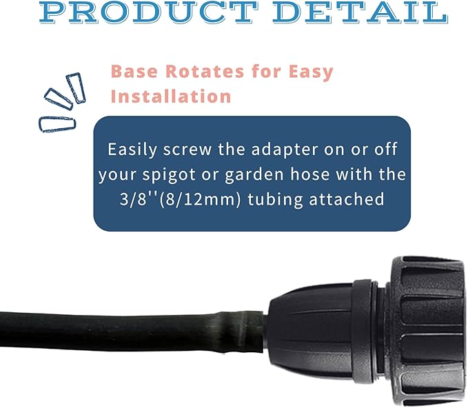 8pcs Garden Hose Adapter, 3/4'' Faucet Convert to 3/8'' Drip Irrigation Tubing, Drip Irrigation Hose Connectors for Outdoor Watering, Fittings with 8pcs Rubber Washers (1 Barb)