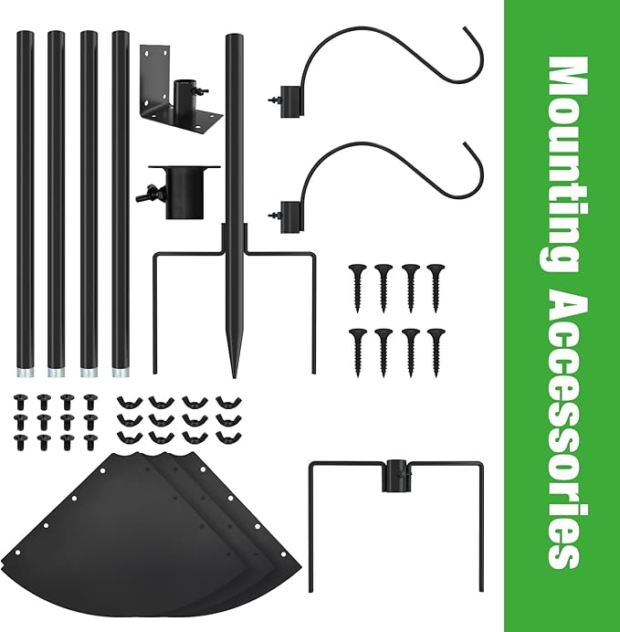 ERYTLLY Bird House Pole 80 Inch Bird Feeder Pole with Squirrel Baffle and 2 Hooks - Heavy Duty Bluebird Feeder Support Rod Stand Set for Outside, Yard, Garden