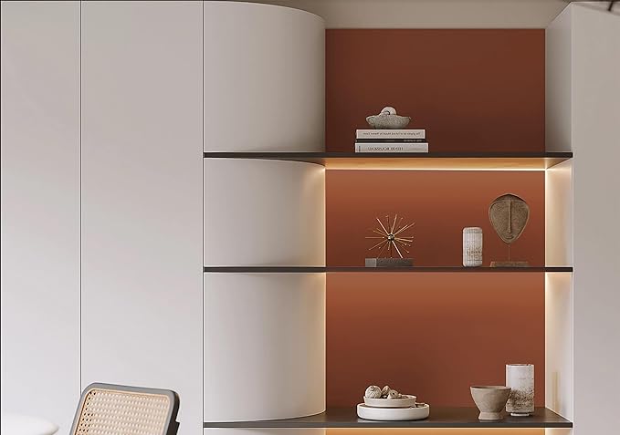 Dimoon 236''x17.7'' Orange Peel and Stick Wallpaper Contact Paper Modern Self Adhesive Wall Paper Removable Renter Friendly Textured Solid Color Shelf Cabinet Vinyl Roll (236''x17.7'',Vermilion)