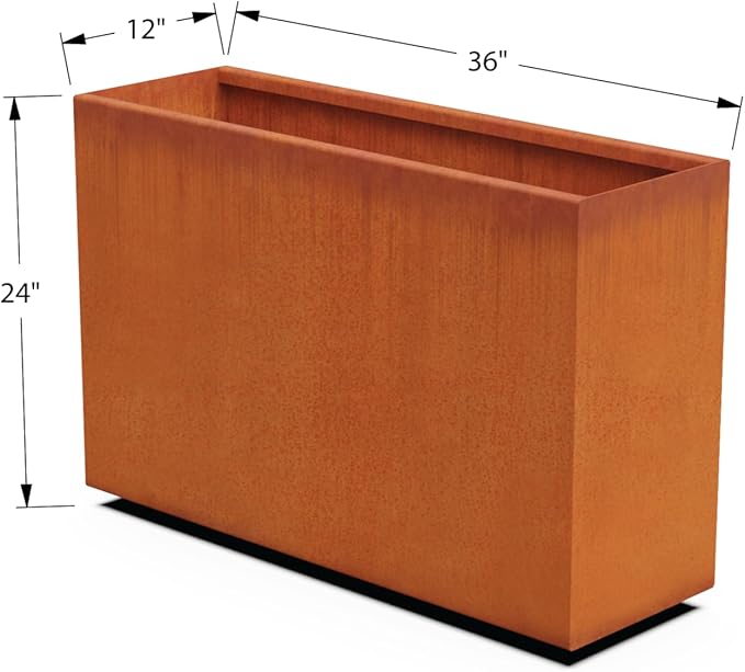 Corten Steel Planter Rectangle Outdoor Metal Garden Box Heavy Duty | Made in USA | Fully Assembled