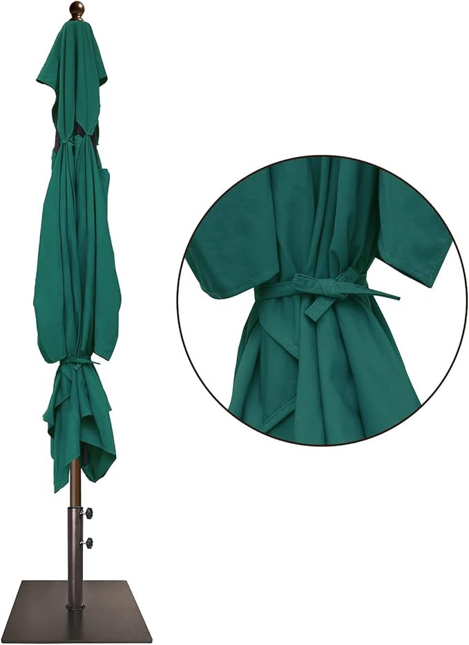 EliteShade USA 10-Year-Non-Fading 6.5x10Ft Rectangular Market Umbrella Patio Umbrella Outdoor Table Umbrella with Ventilation, Forest Green