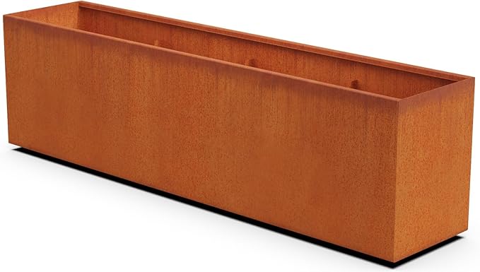 Corten Steel Planter Rectangle Outdoor Metal Garden Box Heavy Duty | Made in USA | Fully Assembled