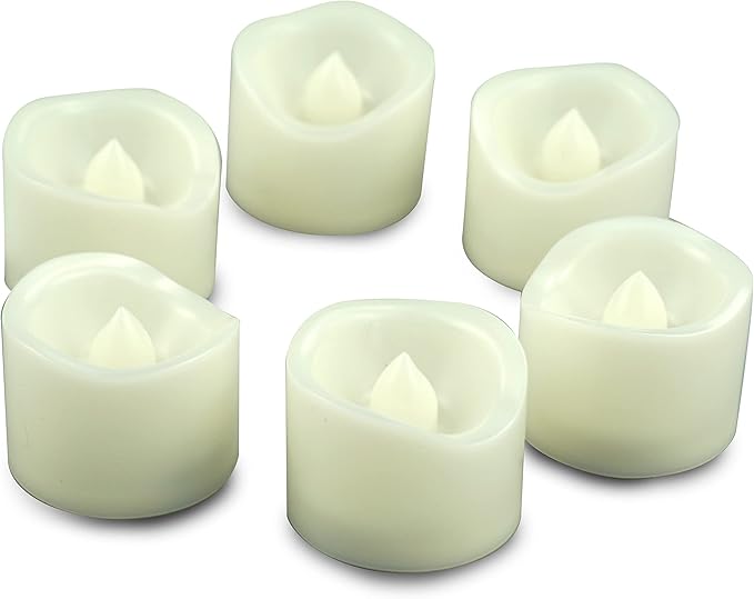 CANDLE CHOICE Battery Operated Flameless Tea Lights Small Bright Flickering LED Electric Fake Votive Tealight Candles Halloween Pumpkin Lights Wedding Christmas Decorations Table Centerpieces 6 PCS