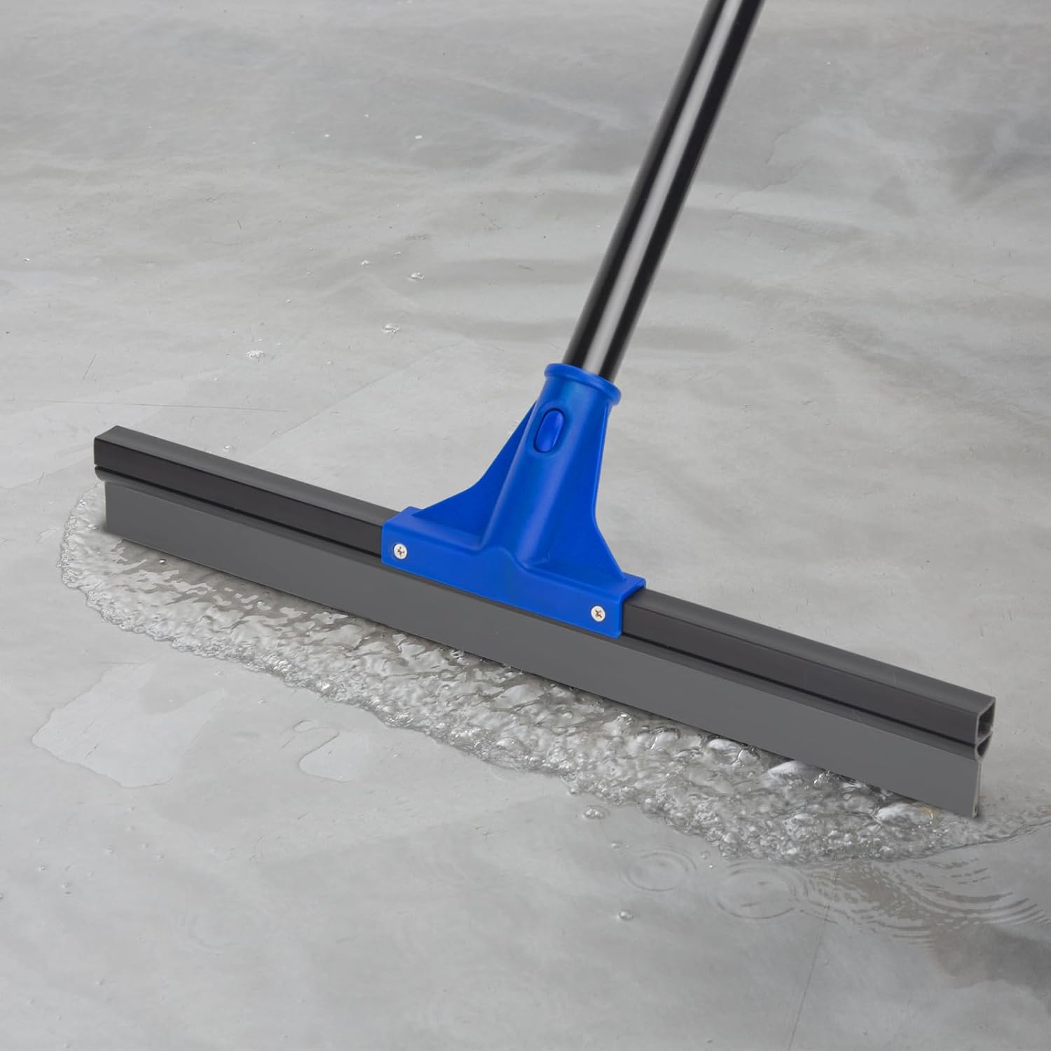 Floor Squeegee with Telescopic Long Handle 59'', Heavy Duty 18" Rubber Wiper Broom for Concrete, Bathroom Tile, Garage, Deck