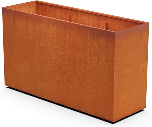 Corten Steel Planter Rectangle Outdoor Metal Garden Box Heavy Duty | Made in USA | Fully Assembled