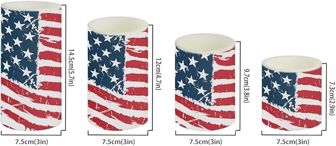Flameless Electric Candles Decoration Lamp with Remote Timer Control Long Lasting for Fourth of July Party Decoration Home Indoor Outdoor Decor Pack of 4, American Flag Fashion