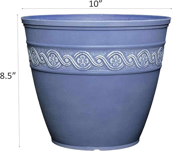 Classic Home and Garden Corinthian Resin Flower Pot Planter, Slate, 10"