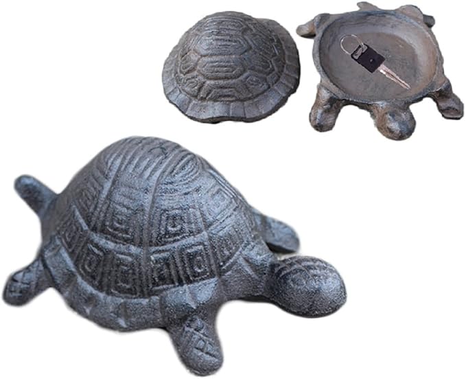 Garden Decoration Turtle Cast Iron Key Hider Stone Diversion Safe Key Outside Hider Hide-A-Key Holder Safely Hiding Your Spare Keys for Outdoor Garden or Yard, Geocaching