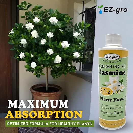 EZ-GRO Professional Liquid Jasmine Fertilizer - 8 oz Bottle | 3:1:2 Concentrated Nutrients for Indoor Plant Food | Houseplant Fertilizer for Jasmine Flowers| Promotes Vibrant Plants & Strong Roots