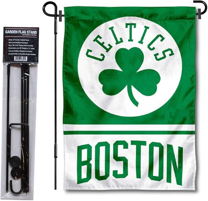 WinCraft Boston Celtics Garden Flag with Stand Holder