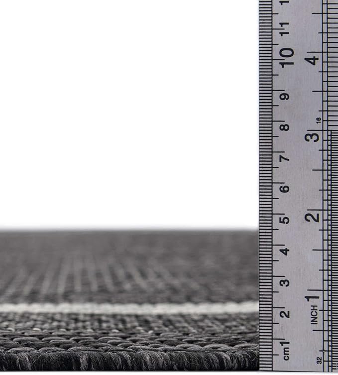 Unique Loom Outdoor Border Collection Area Rug - Soft Border (13' Square Black/Ivory)