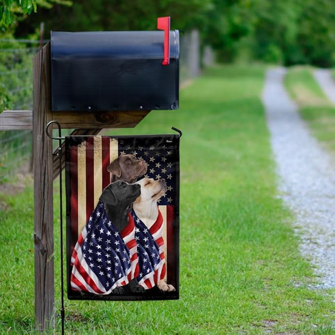 FLAGWIX Three Labrador Retriever Flag - Outdoor Labrador Decorations, Garden Flag (11.5" x 17.5"), Heavy-duty Canvas Labrador Flag Double Sided Garden Décor