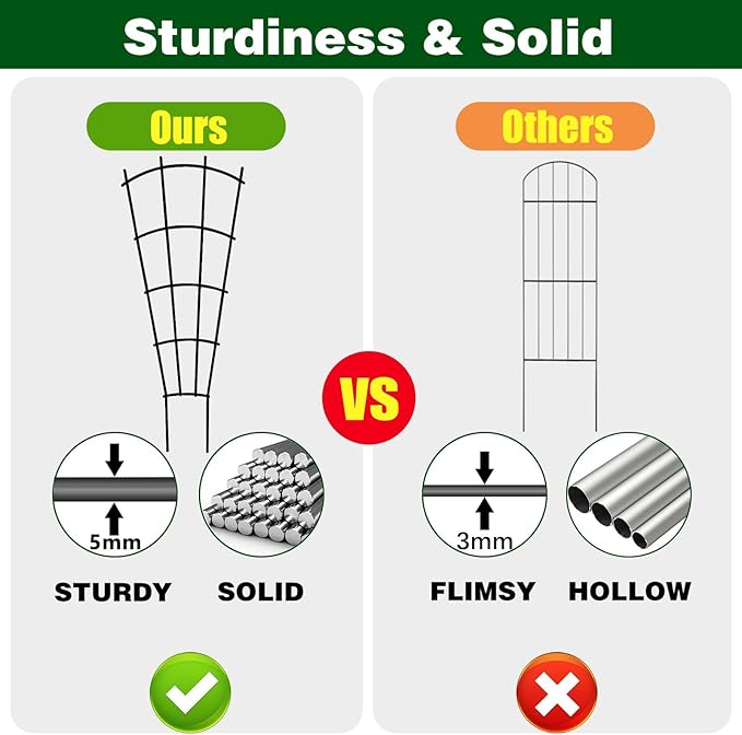 4 Pack 43'' Indoor Plant Trellis for Potted Plants Climbing Outdoor Metal Garden Trellis Houseplants Flowers Vine Ivy,Fan Shape, Black