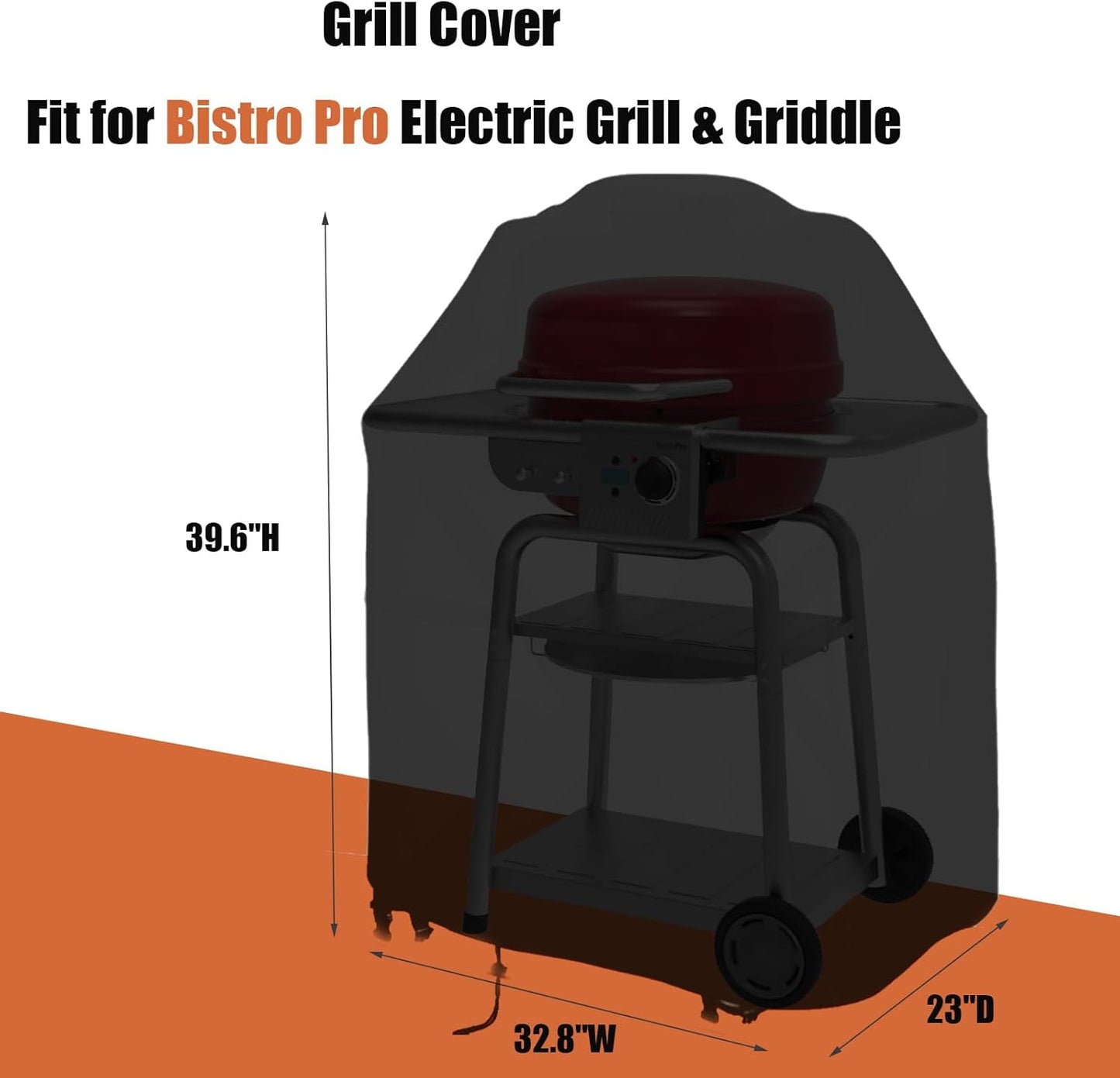 Grill Griddle Cover Compatible for Charbroil Bistro Pro Electric Grill & Griddle, Portable Gas BBQ Covers, Waterproof Outdoor Electric Grills Cover-23 D x 32.8" W x 39.6" H