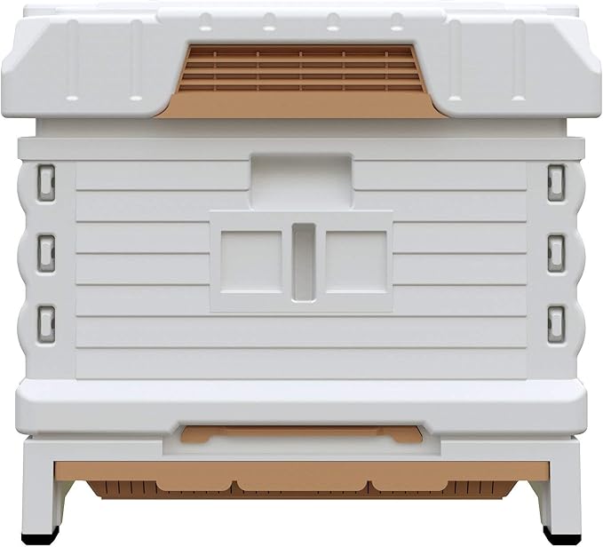 Ergo Insulated 10 Frame Bee Hive Set [NO Frames Included] (Single Hive, White Body Blue Entrance)