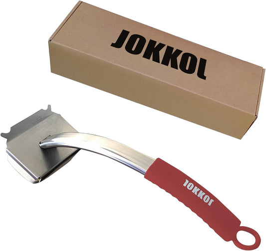 Grill Brush Bristle Free with Hanging Loop,BBQ Safe steam Grill Brush Non Metal bristles,Stainless Steel Cleaning Brush,Includes 2 Replaceable Heads Red