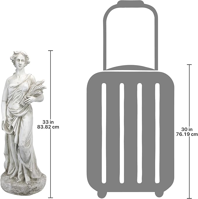 Design Toscano Summer Woman of The Four Seasons Indoor/Outdoor Garden Statue, 11 inches Wide, 33 inches Tall, Cast Stone Resin, Antique Stone Finish