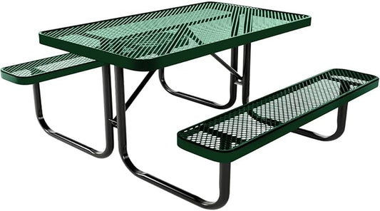Coated Outdoor Furniture Heavy-Duty Portable Outdoor Kids Table, Expanded Metal Kids Picnic Table, Commercial-Grade Picnic Table, Made in America (4ft Rectangular, Childrens, Green)