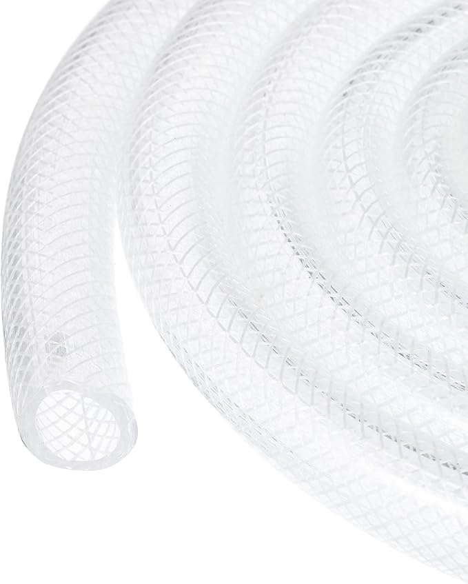 5/8" x 0.8" Braided Clear Plastic PVC Tubing 10ft High Pressure Flexible Reinforced Vinyl Tube, [for Garden Irrigation, Water Hose, Fish Tank, Water Transfer] - 15.9x20.6mm