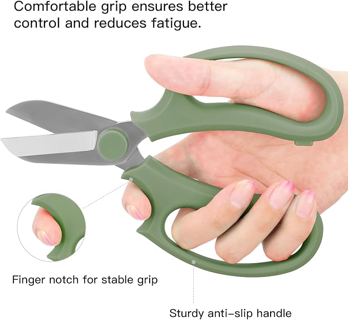 Flower Scissors, Strong Floral Shears, Premium Steel Garden Pruning Shears Floral Fruits Leaf Scissors Hand Pruner Snip Trimming Tool for Gardening Flower Arrangement, Avocado Green