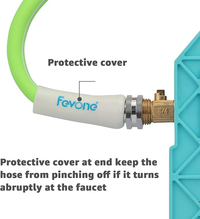 Fevone 25 ft Garden Hose, Heavy Duty Water Hose, Hybrid Polymer, Kink Resistance, Flexible, Durable, Leak Free, Aluminum Fittings, 3/4" GHT, 5/8" ID, 600 Psi, Drinking Water Safe