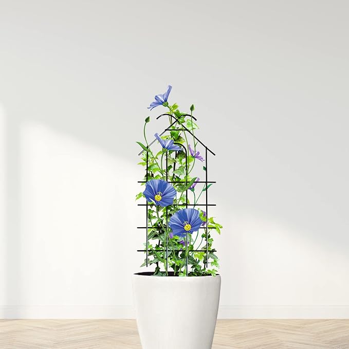 ARIFARO 32'' Metal Garden Trellis for Climbing Plants, Indoor/Outdoor Sturdy Plant Trellis for Potted Plants,House Plants, Climbing Vines, Pack of 4, Black