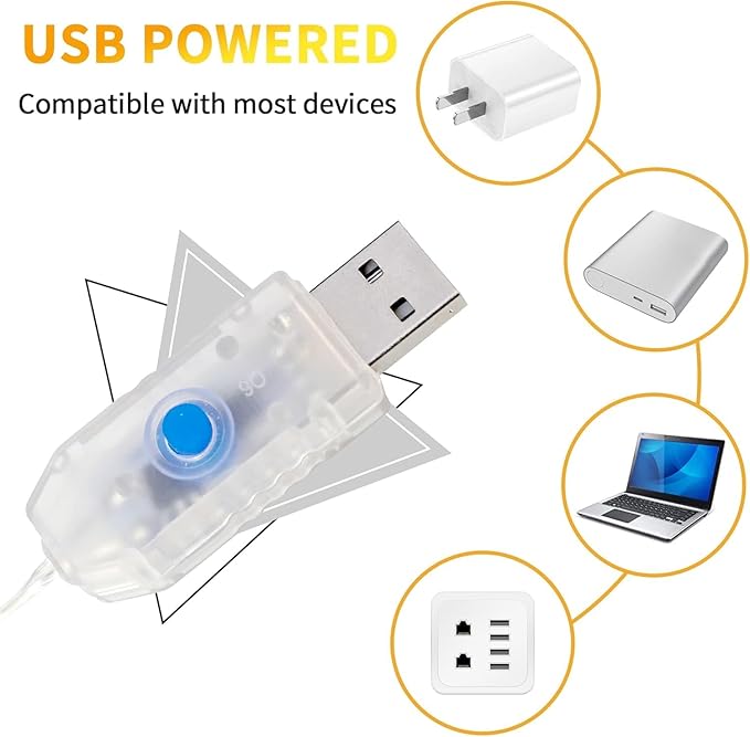 Globe String Lights 65.6 Ft. 120LEDs 8 Modes with Remote,USB Fairy Lights Plug in,Waterproof LED String Lights for Indoor Outdoor Bedroom Party Wedding Garden Christmas Tree Decor,Warm White