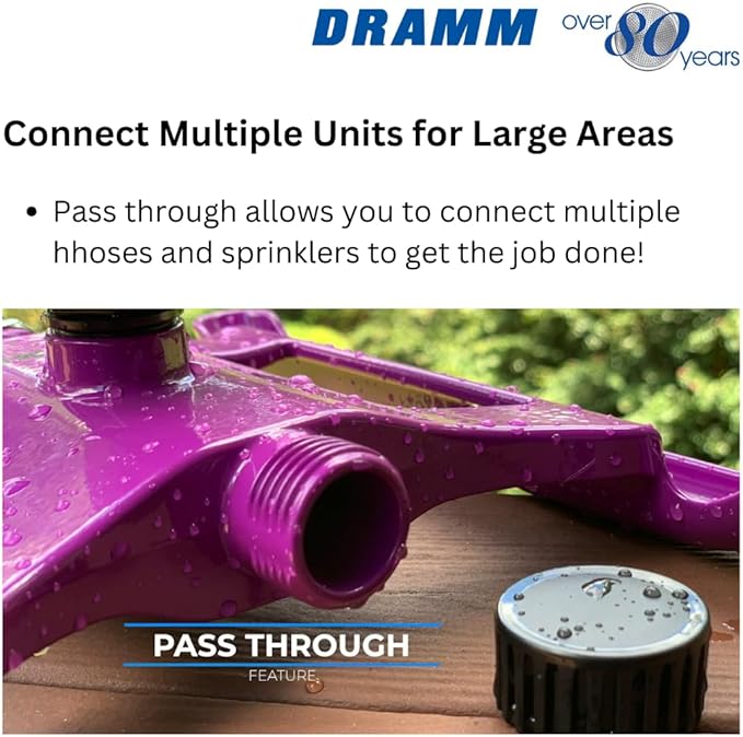Dramm ColorStorm Gear Drive Sprinkler on Heavy Duty,Durable Metal Base, 4 Patterns, Ideal for Small, Medium & Large Areas with Pass Through Feature, Green, 40 Foot Diameter