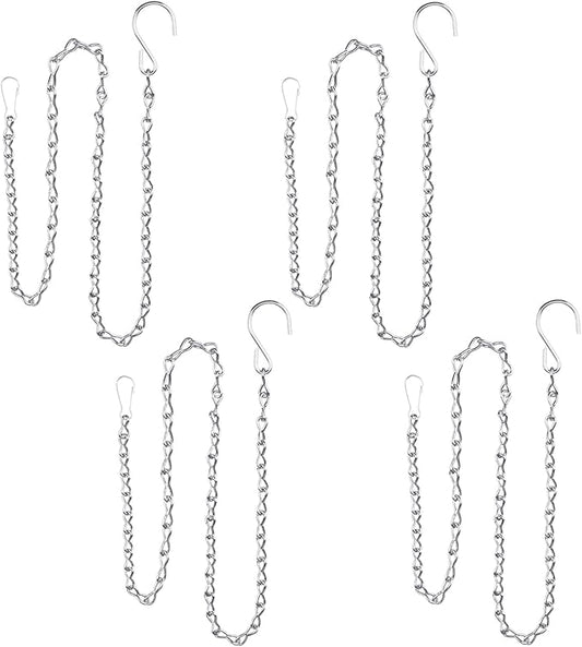 4 Pack 35 Inch Silver Hanging Chain for Hanging Bird Feeders, Bird Houses, Planters, Baskets, Birdbaths, Lanterns, Wind Chimes, Billboards, Signs and Ornaments
