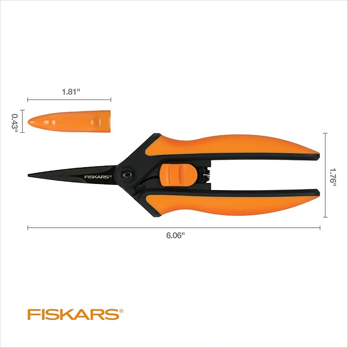 Fiskars 6" Pruning Scissors (2-Pack) for Flowers, Buds, Weeds and Small Plants, Garden Snips with Resin Resistant Nonstick Stainless Steel Blades, Gardening Trimmers with Comfortable Handle