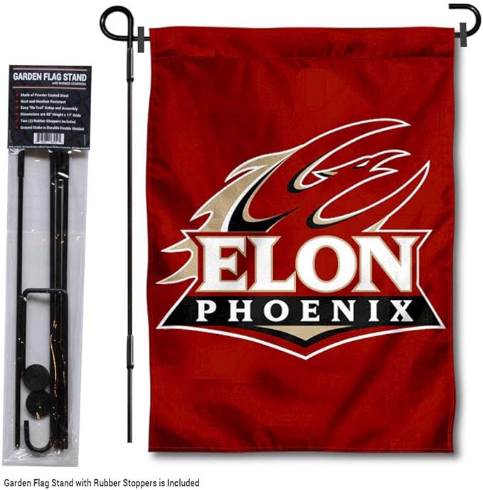 College Flags & Banners Co. Elon Phoenix Garden Flag with Stand Holder