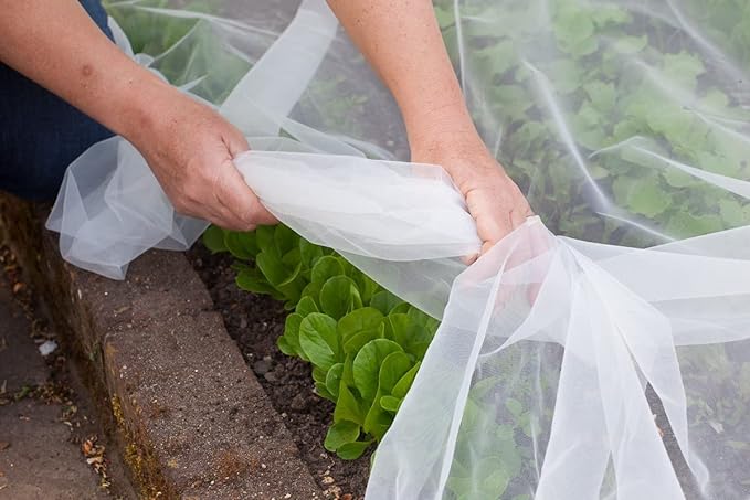 Agfabric Garden Netting 8'x30' Insect Pest Barrier Bird Netting for Garden Protection,Row Cover Mesh Netting for Vegetables Fruit Trees and Plants,White