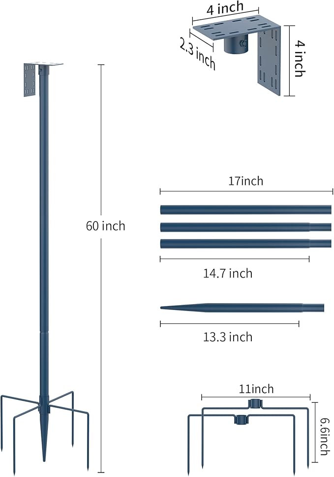 Bird Feeder Pole Stand – 60 Inch Height Feeding Station with 1-Inch Dia Heavy Duty for Hanging Feeders, Bird House Pole Mount Kit for Outdoor, Slip-Fit Connection，Blue