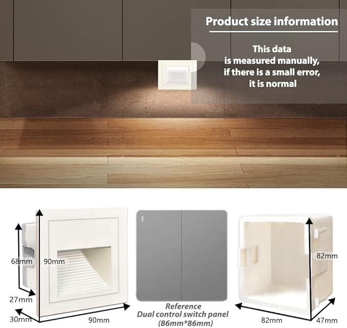 4Pcs 3W LED Step Light, Cool White 6000K IP65 Waterproof Recessed Wall Light, Stair Light Staircase Light Lighting lamp, Inside Outside Garden Balcony Corridor, Aluminum, 120V White