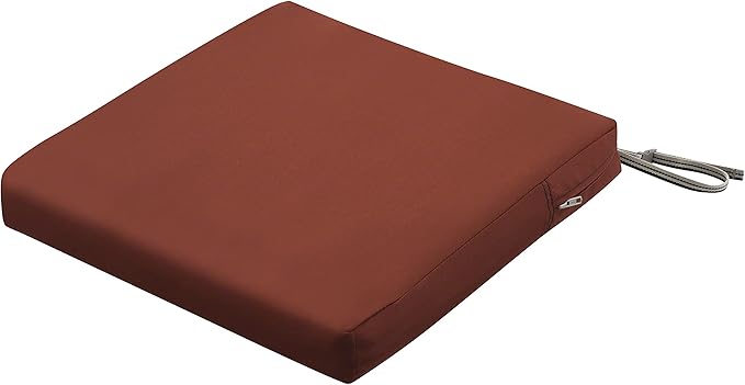 Classic Accessories Ravenna Water-Resistant 19 x 19 x 3 Inch Patio Seat Cushion, Spice, Chair Seat Cushion