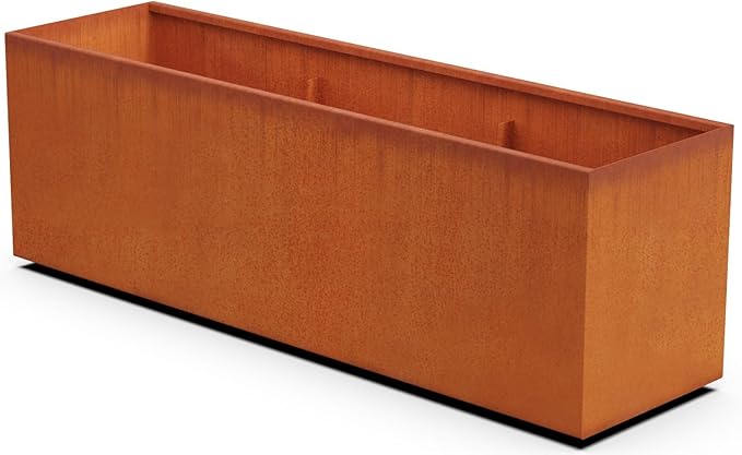 Corten Steel Planter Rectangle Outdoor Metal Garden Box Heavy Duty | Made in USA | Fully Assembled
