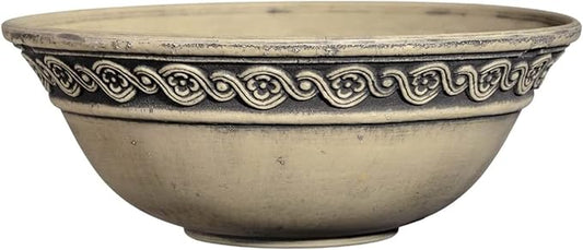 Classic Home and Garden Corinthian Resin Flower Pot Planter Bowl, Gray, 12"