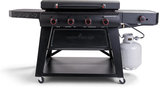 Camp Chef Gridiron Pro- 36" Outdoor Griddle Grill with Side Burner, Flamethrower Ignition & Hinged Lid- Premium 36" Flat Top Grill for Outdoor Cooking