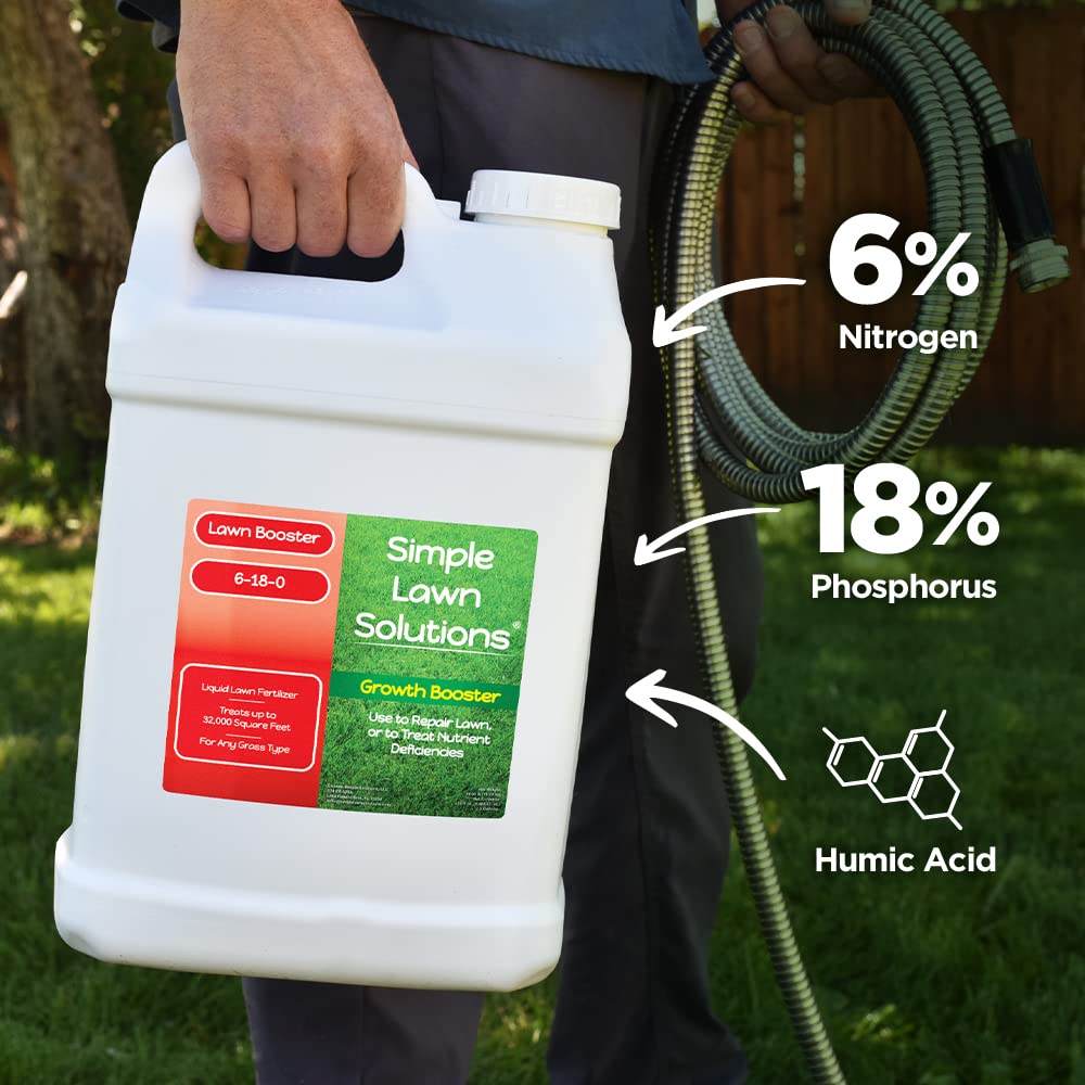 Extreme Grass Growth Lawn Booster- Liquid Spray Concentrated Fertilizer with Humic Acid- Any Grass Type- Simple Lawn Solutions (2.5 Gallon)